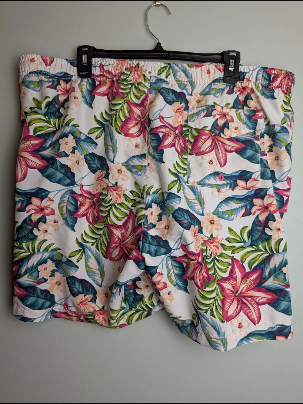 Tommy Bahama White Mesh Lined Swim Shorts with Tropical Trim